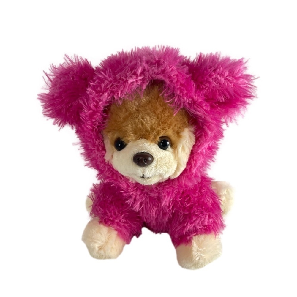 Gund Boo Pomeranian Dog Plush Stuffed Animal Toy Pink Hoodie Sweater Bear Ears